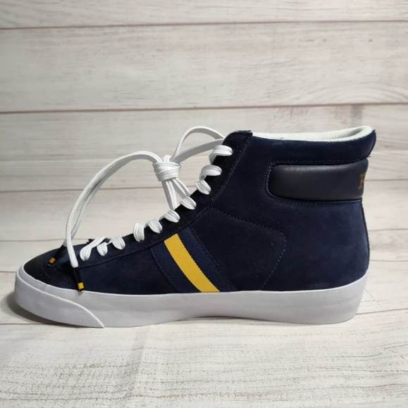 Polo Ralph Lauren Mens Gervin Mid Suede Sneaker Hunter Navy Size 10 - Picture 7 of 8